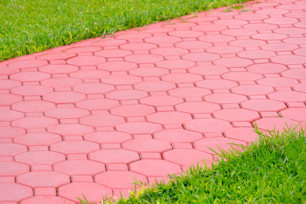 Red hexagonal interlocking tiles